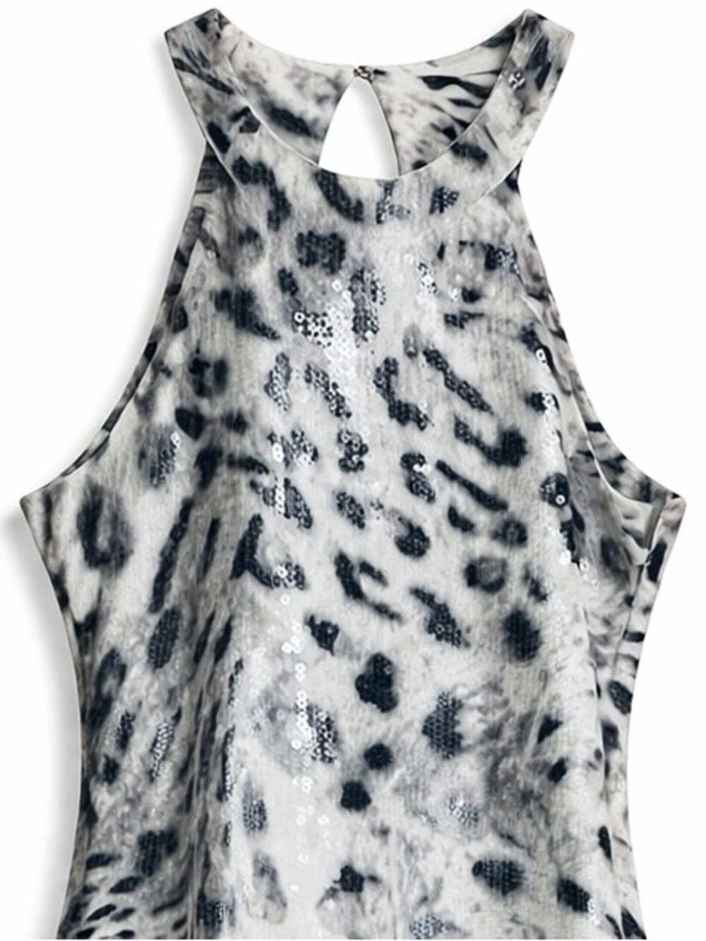 Parker Snow Leopard Print Mini Dress Open Back Cutout Shimmer Textured XS - Picture 5 of 8